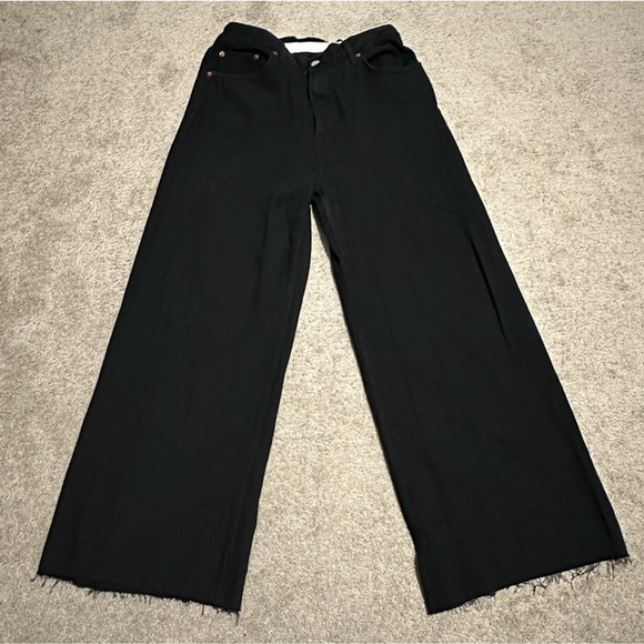 RE/DONE Women 30 Low Rider Loose Jeans Black Flow Raw Hem - Picture 2 of 14